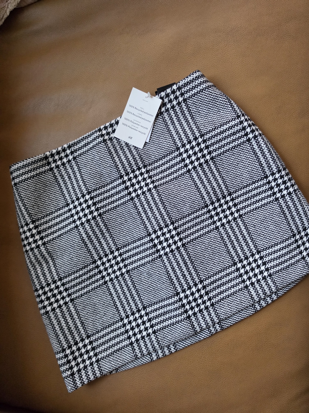 H&M Black and White Plaid Mini Skirt